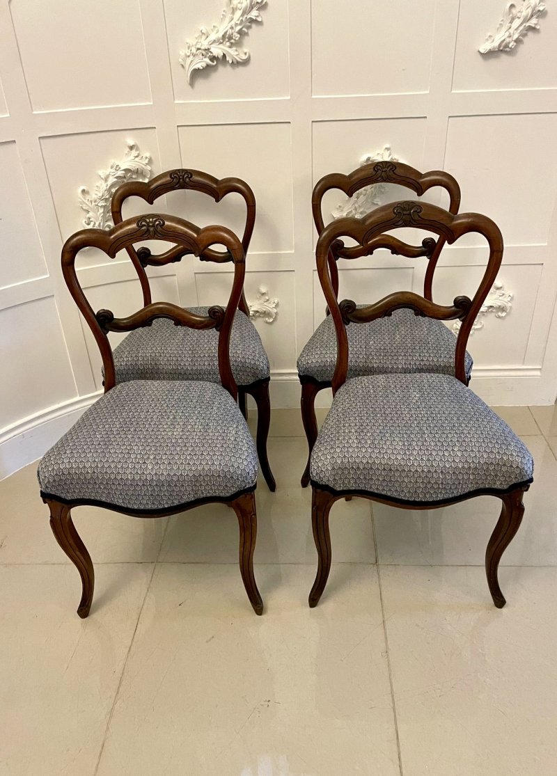 Set of 4 Antique Victorian Quality Rosewood Dining Chairs - Image 2